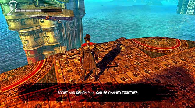 Next part mixes Demon Pull and Angel Boost (screen above) - The First Memory - 3: Bloodline - DMC: Devil May Cry - Game Guide and Walkthrough