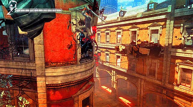 Jump onto the next platform - Destroying the first camera - 4: Under Watch - DMC: Devil May Cry - Game Guide and Walkthrough