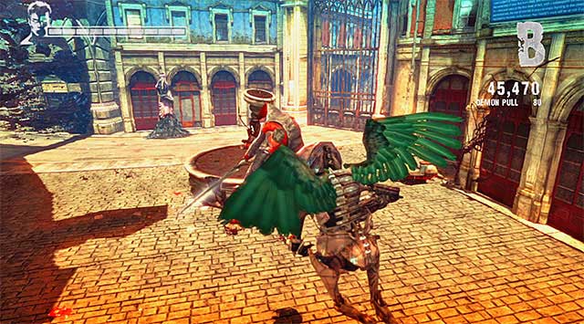 After a while you get to a bigger square, where youll fight another flying type of monsters: Shielded Pathos - Reaching next cameras - 4: Under Watch - DMC: Devil May Cry - Game Guide and Walkthrough