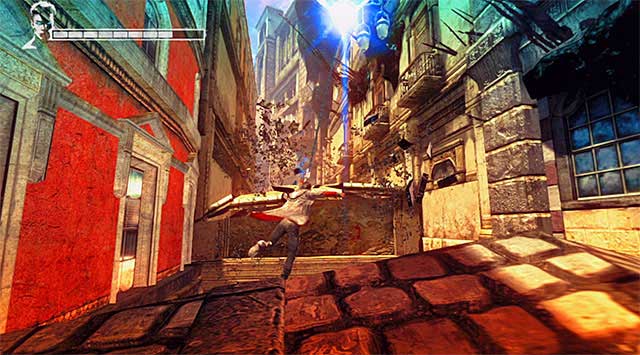 As in the previous ones remember to move constantly and avoid abysses and bigger obstacles - The escape - 4: Under Watch - DMC: Devil May Cry - Game Guide and Walkthrough