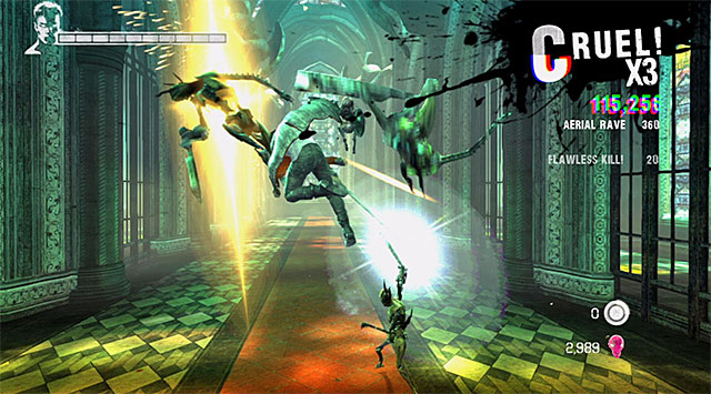 A long, divided on four parts, battle begins in the cathedral - Getting out of the cathedral - 4: Under Watch - DMC: Devil May Cry - Game Guide and Walkthrough