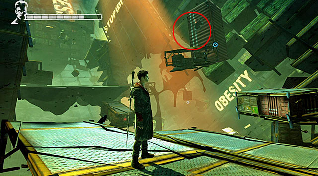 Look around and get on a small shelf (screen above) - Going through the first warehouse - 5: Virility - DMC: Devil May Cry - Game Guide and Walkthrough