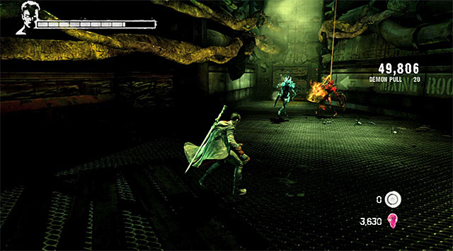 Main difficulty in this battle is a fact, that youll be simultaneously attacked by Frozen and Hell Knight - Main battle in the second warehouse - 5: Virility - DMC: Devil May Cry - Game Guide and Walkthrough