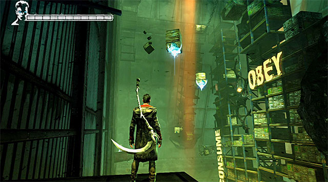 Search upper balconies, looking for the next Lost Soul - Main battle in the second warehouse - 5: Virility - DMC: Devil May Cry - Game Guide and Walkthrough