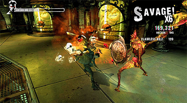 In the first part of a battle you fight mostly with weaker enemies, but there are also Ravagers and one Hell Knight - Main battle in the mixing room - 5: Virility - DMC: Devil May Cry - Game Guide and Walkthrough