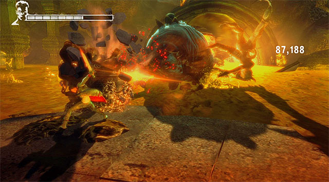 The last one step is attacking a part of pillar which boss is holding on with a melee weapon - Boss: Succubus - second part of an encounter - 6: Secret Ingredient - DMC: Devil May Cry - Game Guide and Walkthrough