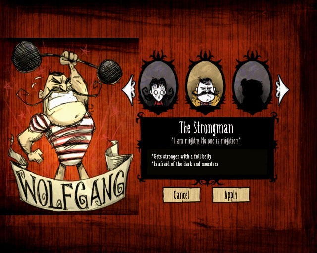 Remember to keep this character well fed. - Characters changes - Dont Starve - Game Guide and Walkthrough