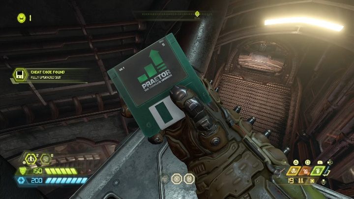 To get to the collectible suspended from the ceiling, you first need to shoot the button shown in the screenshot above - Doom Eternal: Fortress Of Doom secrets maps and location - Collectibles and secrets - Doom Eternal Guide
