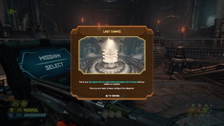 Before starting the mission, you will be informed that you are entering the games finale - this is a good opportunity to do other activities - Doom Eternal: Nekravol 1 walkthrough - Levels walkthrough - Doom Eternal Guide