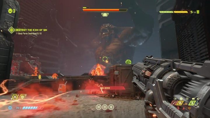 Destroy the points on the bosss body, kill monsters, and be mobile - Doom Eternal: Icon of Sin | Boss fight - Bosses - Doom Eternal Guide