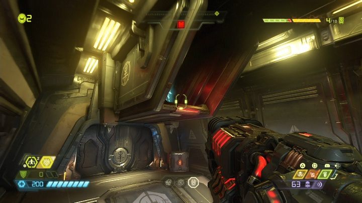 In one of the corridors, an additional element is attached to the ceiling - Doom Eternal: Doom Hunter Base secrets maps and location - Collectibles and secrets - Doom Eternal Guide