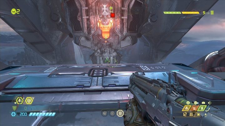 To get into the next health, you need to jump to the other side of the abyss and destroy the passage on the fly - Doom Eternal: Doom Hunter Base secrets maps and location - Collectibles and secrets - Doom Eternal Guide