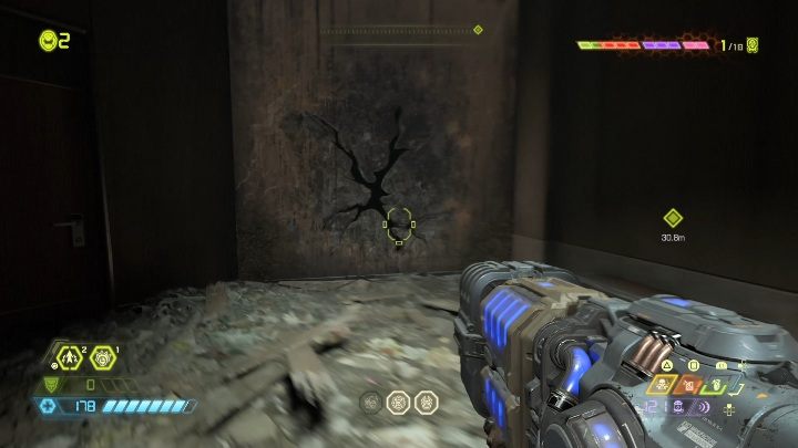 There is a secret passageway right below the story point - Doom Eternal: Arc Complex secrets maps and location - Collectibles and secrets - Doom Eternal Guide