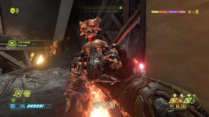 You will find the toy at the very end of the corridor, behind the collapsed passageway - Doom Eternal: Arc Complex secrets maps and location - Collectibles and secrets - Doom Eternal Guide