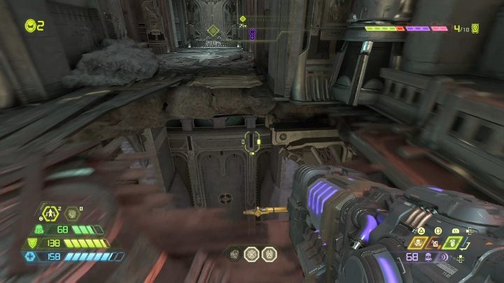 To gain another extra life, you need to jump into the abyss, grab a pipe and use it to jump to a small ledge - Doom Eternal: Taras Nabad secrets maps and location - Collectibles and secrets - Doom Eternal Guide