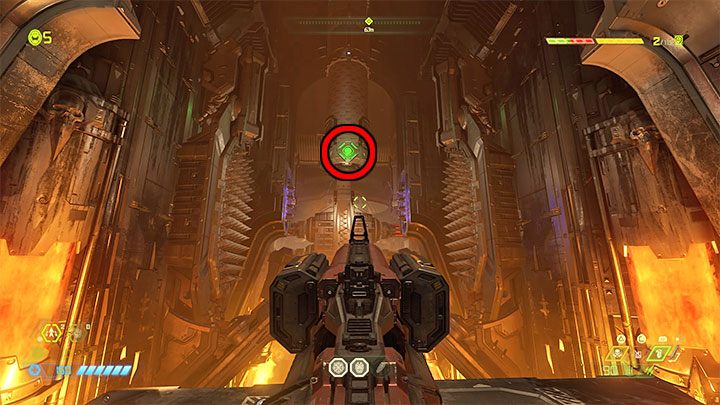 Some platforms can only be reached after activating the green button - Doom Eternal: Remote ledges - how to get to them? - Collectibles and exploration - Doom Eternal Guide