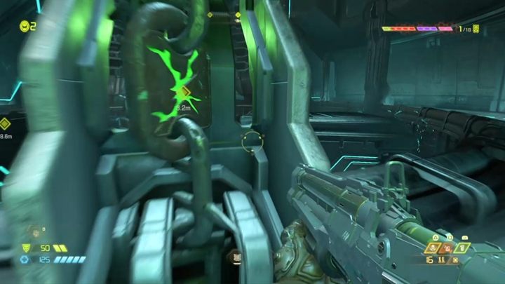 You will enter a room with rotating pendulums, go further and hit the chest at the end of the room - Doom Eternal: Exultia walkthrough - Levels walkthrough - Doom Eternal Guide