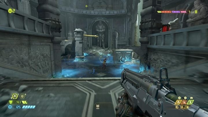 Go through the partially open door and use the dash to go to the other side and enter the hall - Doom Eternal: Exultia walkthrough - Levels walkthrough - Doom Eternal Guide