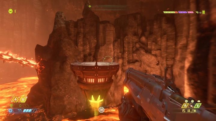 At the end of the cave, jump to the platforms below - Doom Eternal: Exultia walkthrough - Levels walkthrough - Doom Eternal Guide