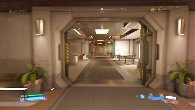 After hearing the man you should pick up the documents lying around and then go to the elevator at the end of the corridor - Doom: Advanced Research Complex Walkthrough - Doom: Walkthrough - Doom Game Guide & Walkthrough