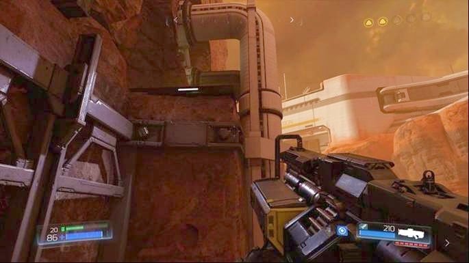 Stick to the left side and climb up - Doom: Advanced Research Complex Walkthrough - Doom: Walkthrough - Doom Game Guide & Walkthrough