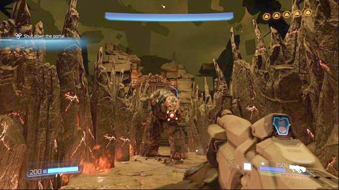 The second difference is that from time to time the beast creates two stone walls that limit your movement and then it shoots rockets or shockwaves - Doom: How to beat the Cyberdemon? - Doom: Walkthrough - Doom Game Guide & Walkthrough