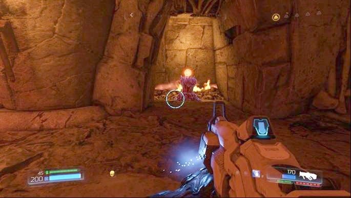 The automap is located in the niche in the room where you obtain the yellow skull - Doom: All secrets in The Necropolis - Doom: Secrets - Doom Game Guide & Walkthrough