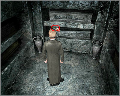 Exit the crypt and proceed to an area with a yellow tomb and a large cross (screen) - Bloomsbury Cemetery III - London - Dracula: Origin - Game Guide and Walkthrough