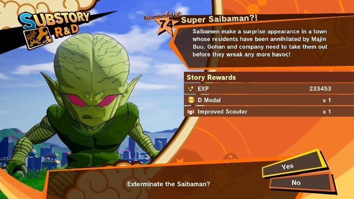 Time frame: From Majin Buu Reborn - Episode 6: A Shred of Hope to Episode 6: A Shred of Hope - Super Saibaman?! | Side mission in DBZ Kakarot - Majin Buu Reborn - Dragon Ball Z Kakarot Guide