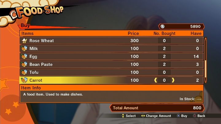 Your task is to collect 4 carrots and 2 pieces of meat - Like a Different Person | Side mission in DBZ Kakarot - Evil Emperor Frieza - Dragon Ball Z Kakarot Guide