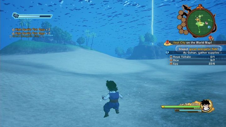 To get the tomato, you need to bring the farmer 10 energetic fish - Tough Break for Turtle | Side mission in DBZ Kakarot - Evil Emperor Frieza - Dragon Ball Z Kakarot Guide