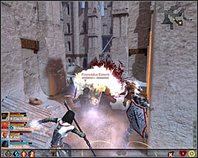 After reaching the destination youll see guardsman Donnic being attacked by Coterie thugs #1 led by Coterie leader - The Way It Should Be - Act I - Dragon Age II Game Guide