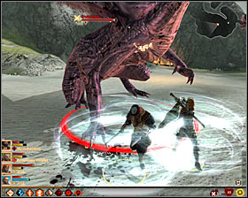 I suggest choosing two persons who will attack dragon directly #1, while two others should stay on the back and attack the dragon from the distance (using spells, bows or crossbows) - Mine Massacre - Act III - Dragon Age II Game Guide