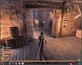 Stop more or less halfway, to be more precise, by the door (M20, 21) leading to localization [Docks - Castillons Port] #1 (M95, 1) - No Rest for the Wicked - p. 1 - Act III - Dragon Age II Game Guide
