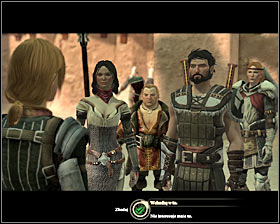 Sergeant Joanna will meet you during the day south from the entrance to the inn The Hanged Man #1 (M12, 7) - The Conspirators - Act I - Dragon Age II Game Guide