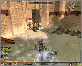 After reaching the place you will be attack by a great number of mercenaries as well as mercenaries archers #1 - Dark Revelation - Act I - Dragon Age II Game Guide