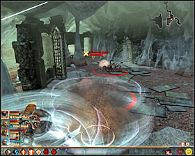 Turn north when it is possible, after few moments you will reach the entrance to the caves (M28, 15), leading to localization [Wounded Coast - Musty Cave] #1 (M58, 3) - Forbidden Knowledge - p. 2 - Act II - Dragon Age II Game Guide