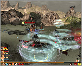 If you picked Blood Mages as your allies, you will have to fight with mercenaries - Elves at Large - Act II - Dragon Age II Game Guide