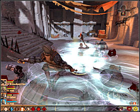 As you did before, now you can dispose the body (right upper dialogue option) #1 or attack the bandits (right bottom dialogue option) - The Fixer - Act II - Dragon Age II Game Guide