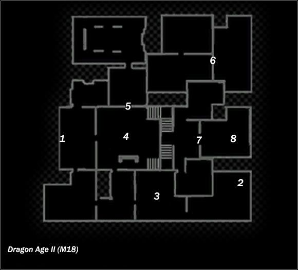 Legend - Map M17 Barracks; Map M18 Danarius/Fenris estate | Maps - Maps - Dragon Age II Game Guide