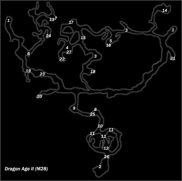 Legend - Map M27 Dead Mans Pass; Map M28 Wounded Coast | Maps - Maps - Dragon Age II Game Guide