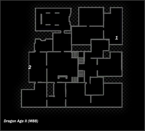 Legend - Map M87 Templar Hall; Map M88 De Launcet estate | Maps - Maps - Dragon Age II Game Guide