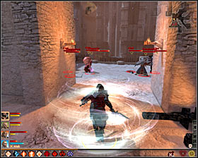Right after using the stairs you will see a cutscene with Templars surrounding one of the mages #1 (M13, 12) - The Last Straw - p. 6 - Act III - Dragon Age II Game Guide
