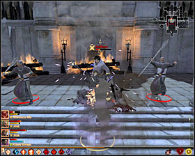 Wait for the action to move to [The Gallows - Templar Halls] #1 - The Last Straw - p. 6 - Act III - Dragon Age II Game Guide