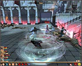 The Statues will be coming from various sides, so its worth to stay cautious and keep checking the map #1 - The Last Straw - p. 9 - Act III - Dragon Age II Game Guide