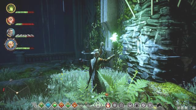 Hardly visible rune on the large rock - Dragon Age Inquisition: Runes in the Lost Temple - Side quests - Lost Temple of Dirthamen - Dragon Age: Inquisition Game Guide & Walkthrough