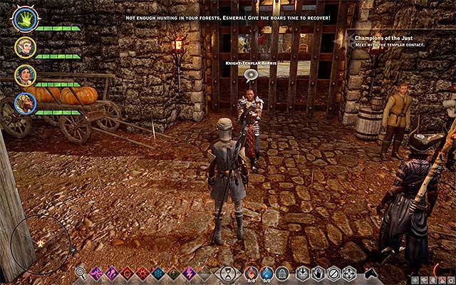 After you meet with Lord Abernache reach the staying place of Barris - Dragon Age Inquisition: Champions of the Just (siding with templars) - Main storyline quests (The Path of the Inquisitor) - Dragon Age: Inquisition Game Guide & Walkthrough