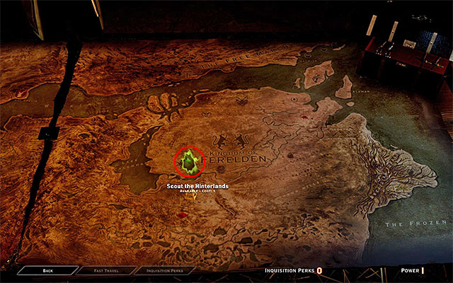 As of now, while at the war room, you only have to perform one action - pick the operation shown in the above screenshot (Scout the Hinterlands) and assign it to be performed (automatically) - Dragon Age Inquisition: The Threat Remains - Main storyline quests (The Path of the Inquisitor) - Dragon Age: Inquisition Game Guide & Walkthrough