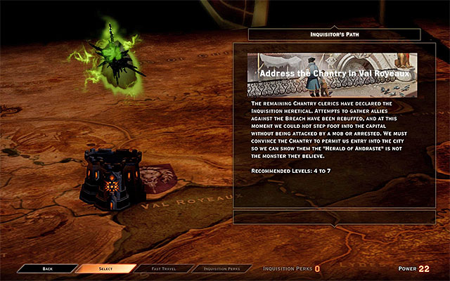 Before you take to completing the rest of this quest, you need to gather, at least, four Power points - Dragon Age Inquisition: The Threat Remains - Main storyline quests (The Path of the Inquisitor) - Dragon Age: Inquisition Game Guide & Walkthrough