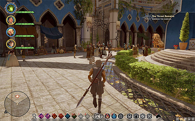 Approach the clerics and see the cutscene - Dragon Age Inquisition: The Threat Remains - Main storyline quests (The Path of the Inquisitor) - Dragon Age: Inquisition Game Guide & Walkthrough